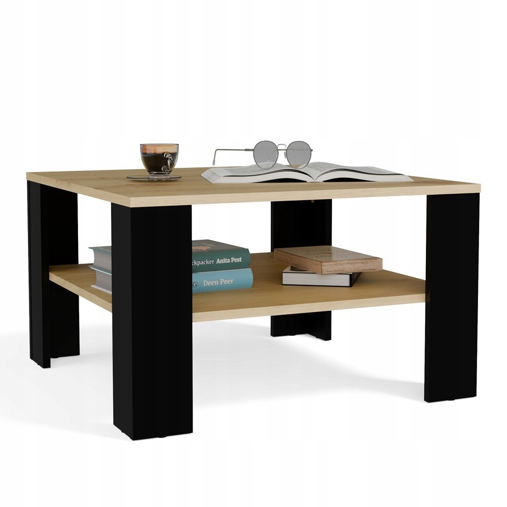 Konferenčný Stolík s poličkou pod doskou Square Dub Artisan Čierny Lavica do obývačky