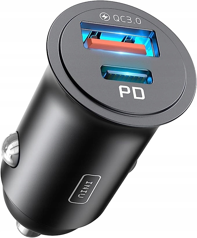 Ładowarka samochodowa bardzo szybka podwójna INIU 60W PD 3.0 5A USB A USB C