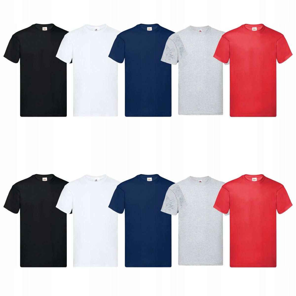 10x Pánské tričko Černobílé Tmavě Modré Fruit of the Loom Original S