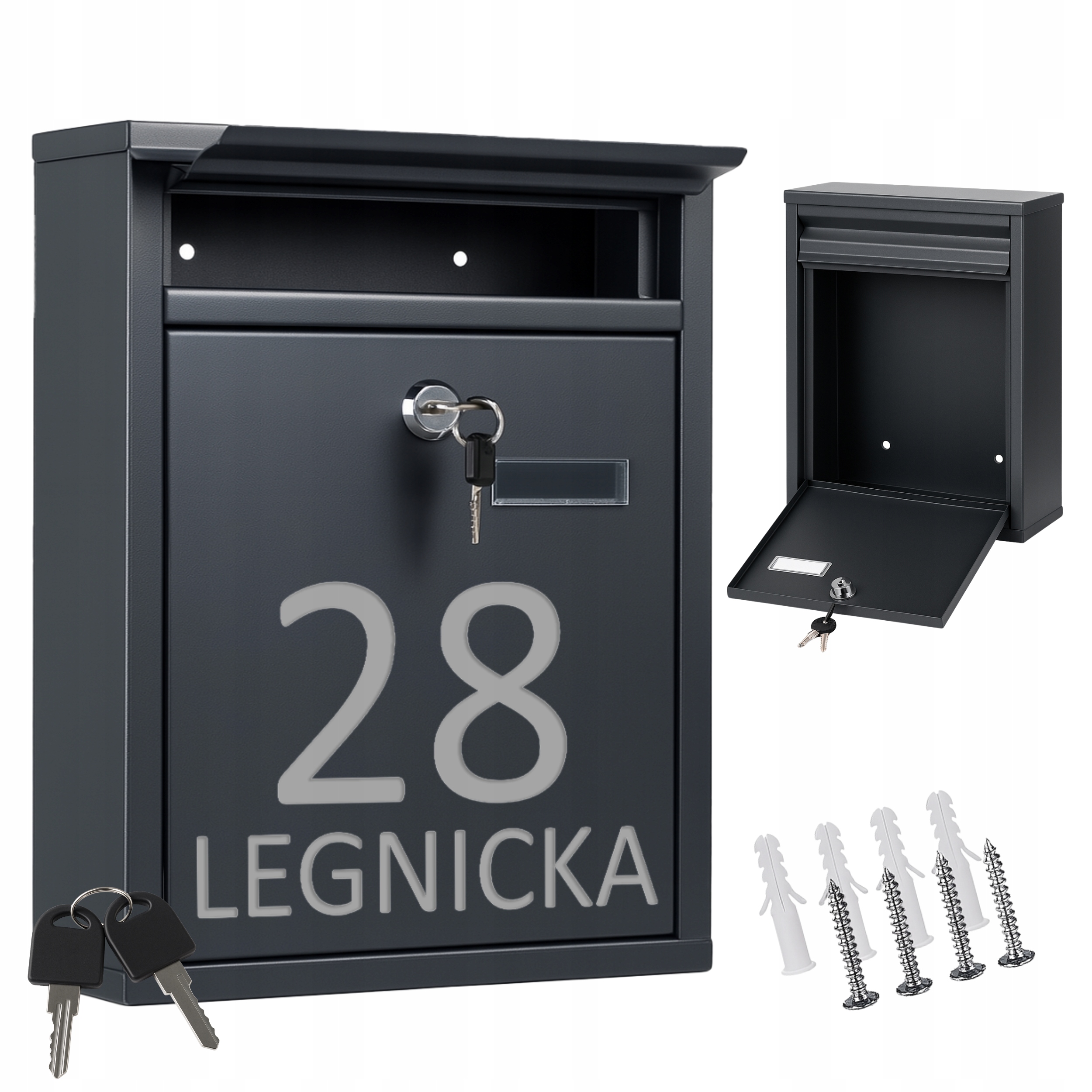 Velká poštovní schránka s Adresou Číslo Domu Poštovní XL Antracit Balíčky