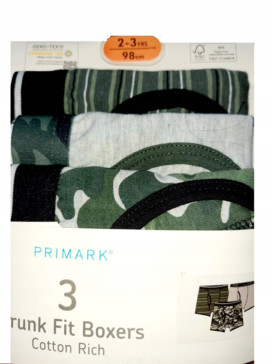 

Bokserki majtki khaki na 6-7 lat Primark 122 3pary