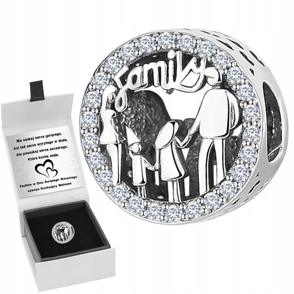 

Zawieszka Charms Rodzina Srebro Beads Grawer