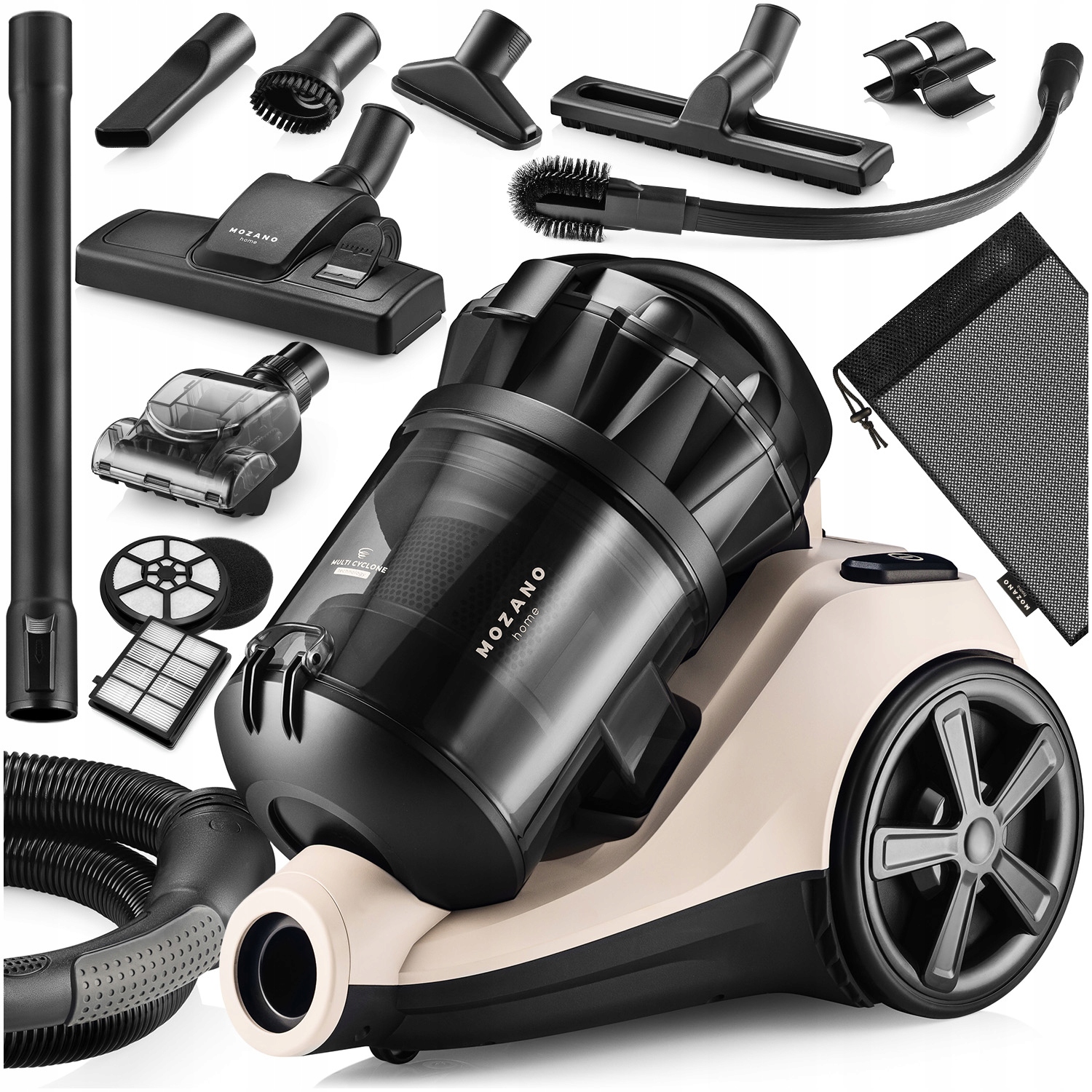 Odkurzacz Cyklonowy Bezworkowy Turboszczotka Filtr Hepa 3L Mozano