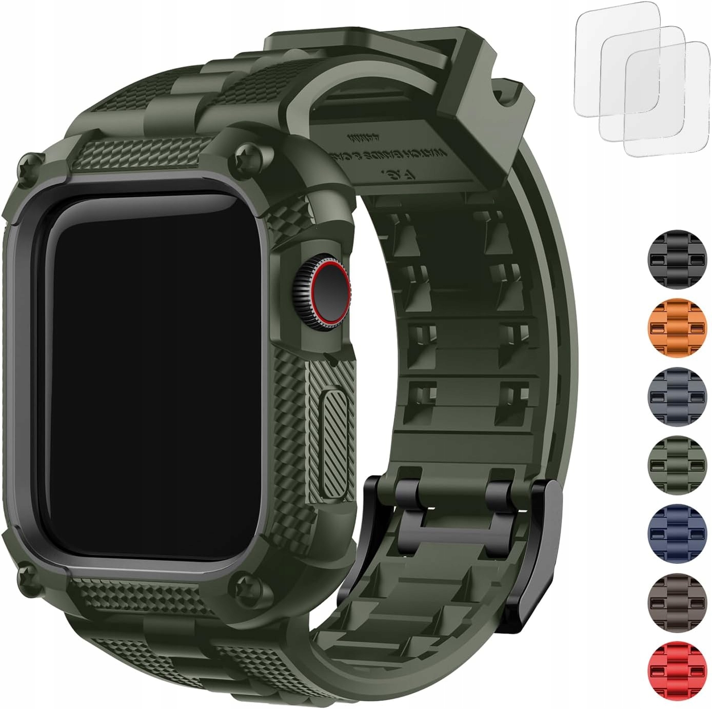 Fullmosa etui pasek szkło Apple Watch 44mm 10/9/8/7/6/5/4/ SE/2/3 zielony