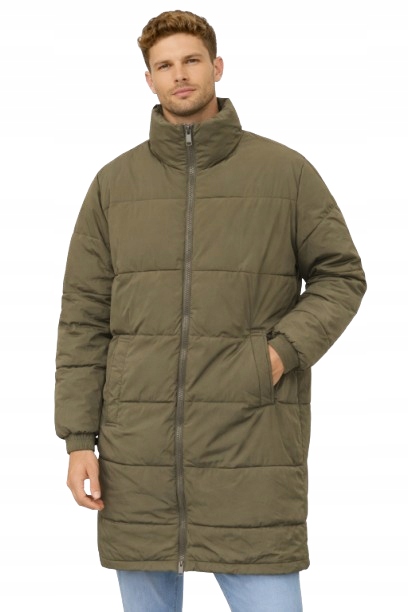 Selected Homme Prošívaná Bunda S Khaki Zipem Dlouhá L N1F