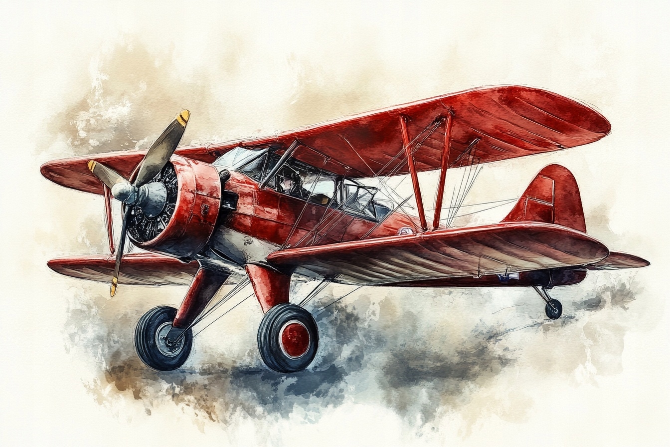 Obraz Na Plátně Canvas Retro Letadlo Akvarel Dekorace Vintage 120x80