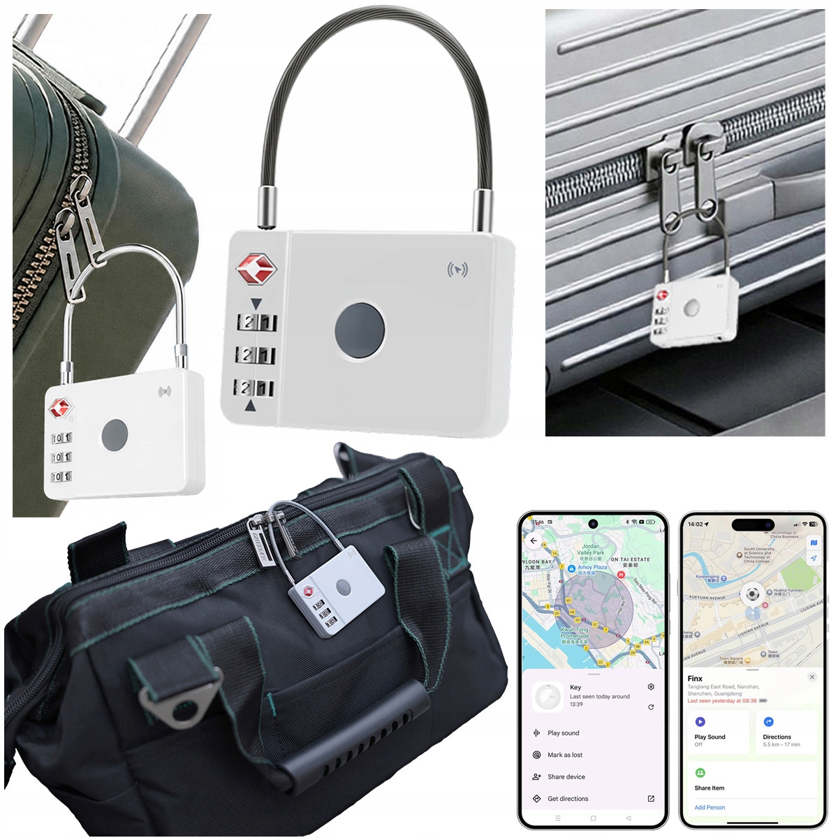 Lokalizator Gps MiLock MiLi kłódka bagażu szyfr Tsa Duo Apple iOS Android
