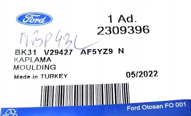 NAKŁADKA LISTWA BOCZNA LEWA FORD TRANSIT 2019 WLEW Typ samochodu Samochody ciężarowe Samochody dostawcze