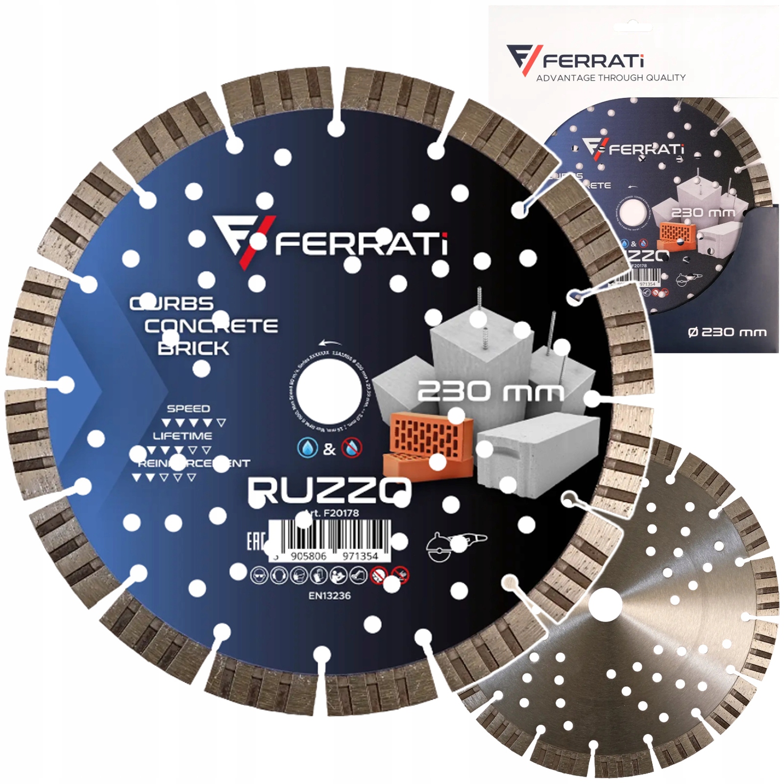 Tarcza Diamentowa Tnąca Do Betonu Uniwersalna 230mm Ruzzo Ferrati