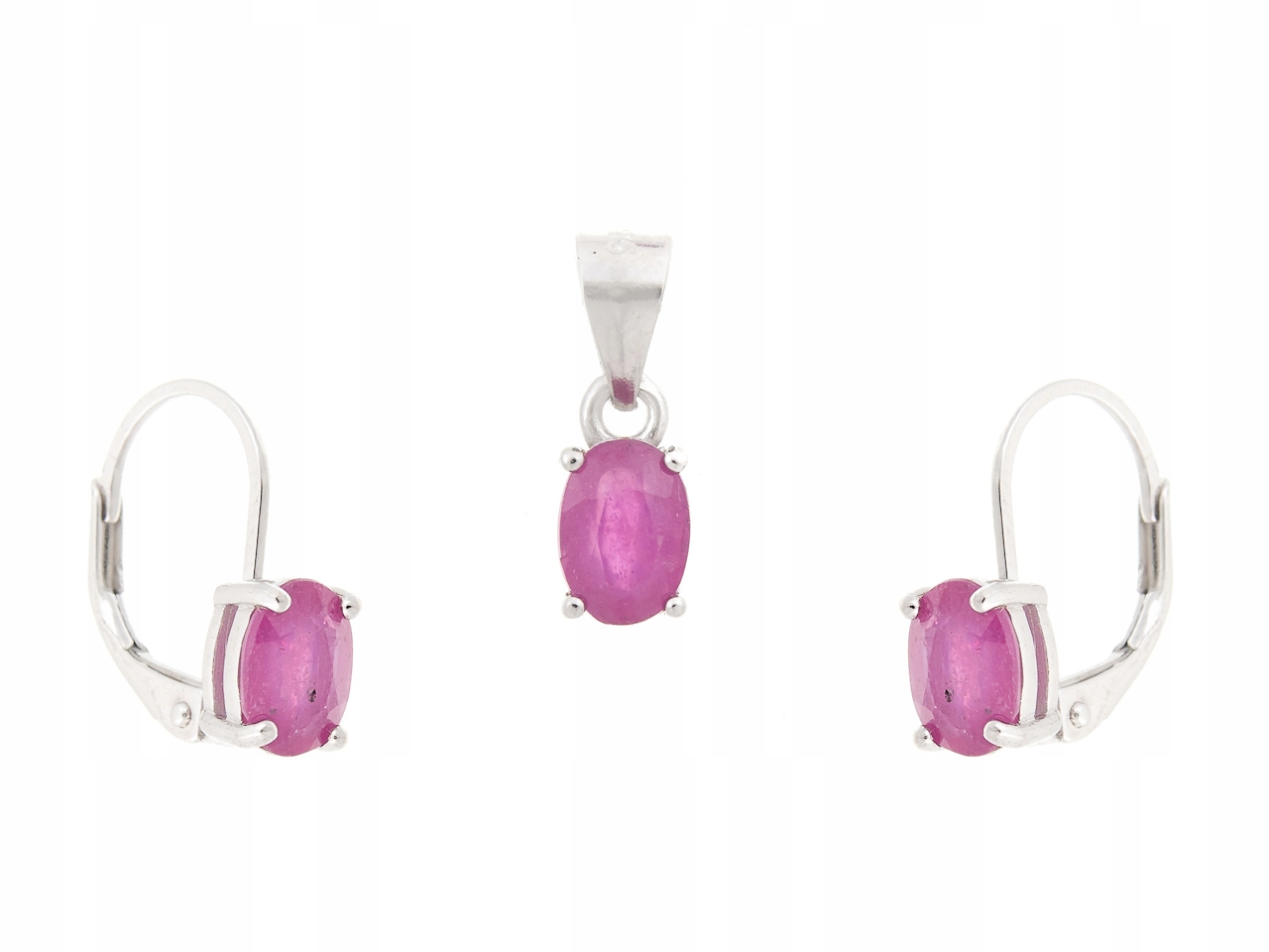 Postříbřená Sada S Ródiem Rubín Přírodní Dárek