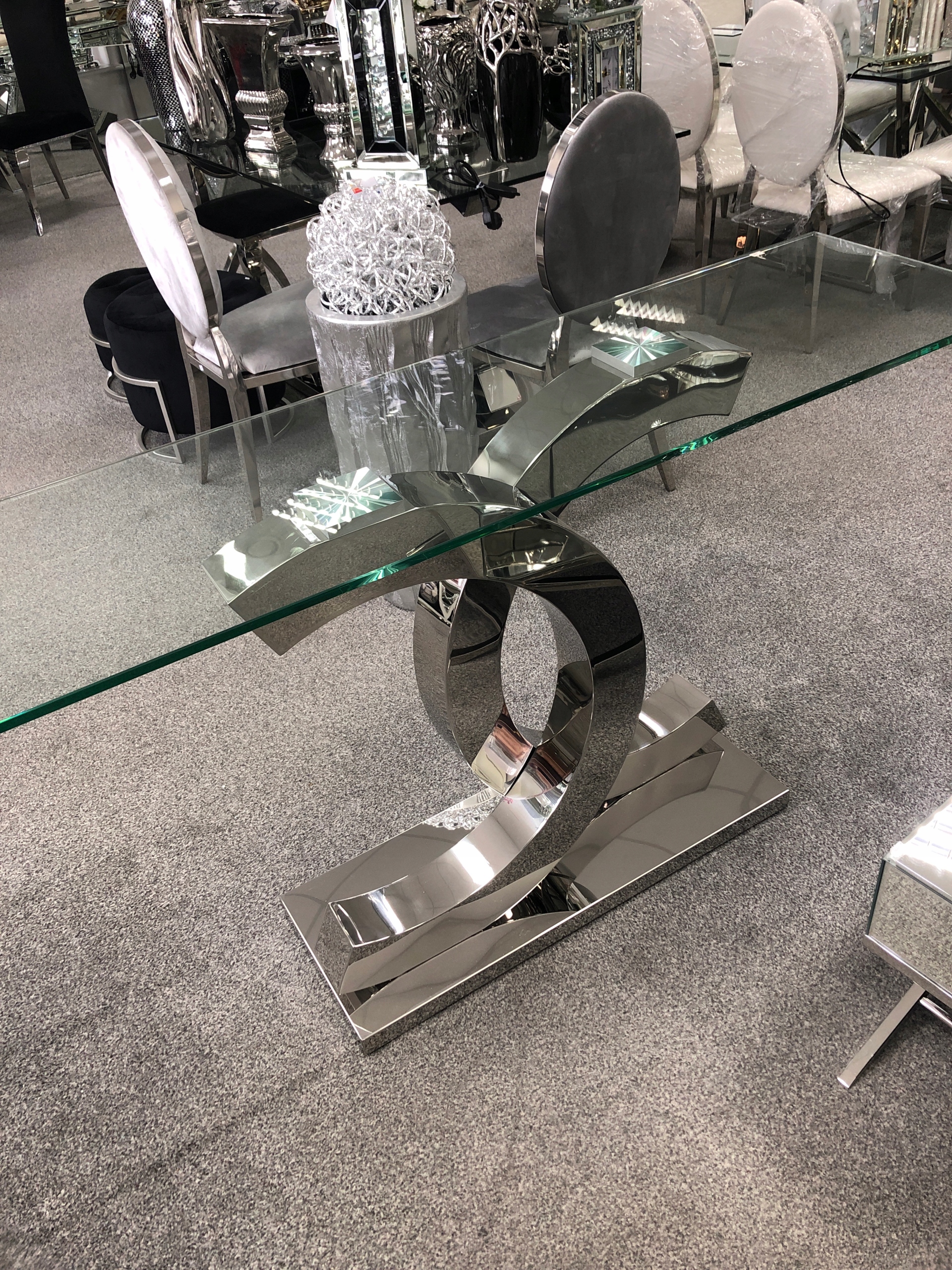 Konsola CC stal chromowana szkło glamour 140 Marka Glam