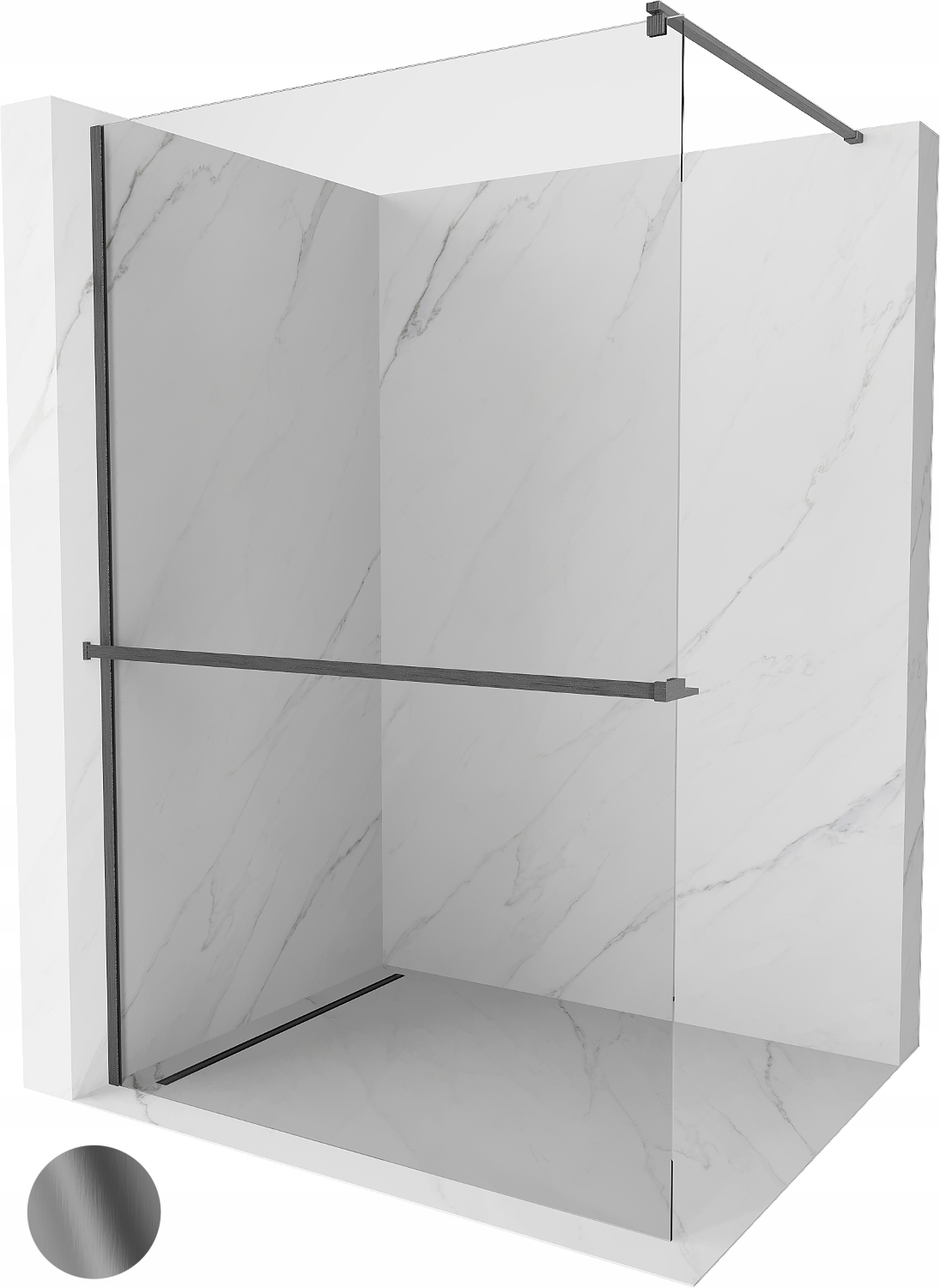 Mexen Kioto+ Ścianka Prysznicowa Walk-in 95 x 200 CM Z Półką Gun Gray
