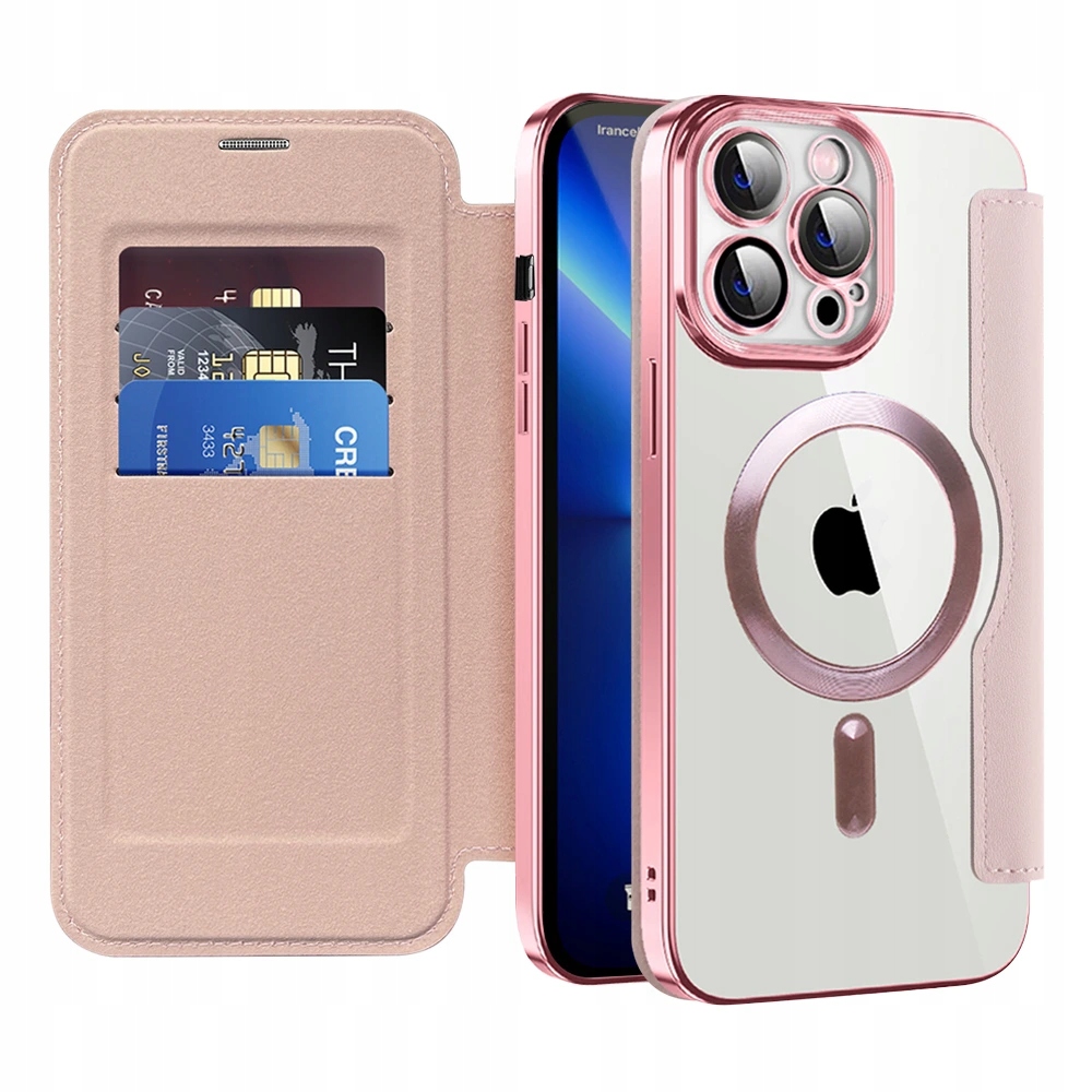 Techsuit SmartMag Book etui na iPhone 13 Pro Max różowe