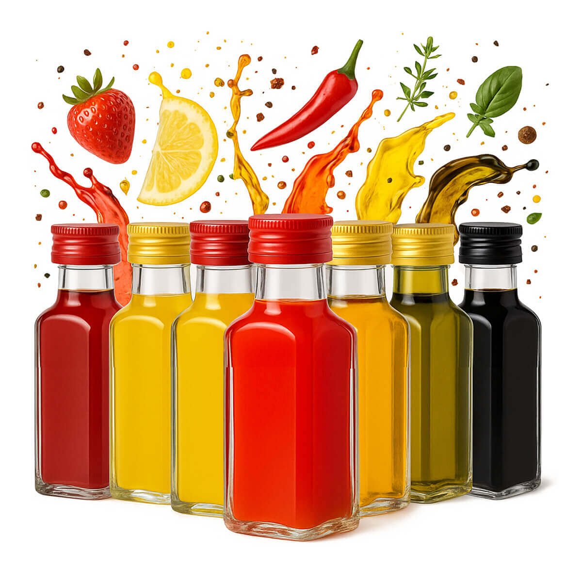 50 x skleněné lahve Quadra 100 ml s Šroubovací Víčko jako Dárek k Skleněnému alkoholu