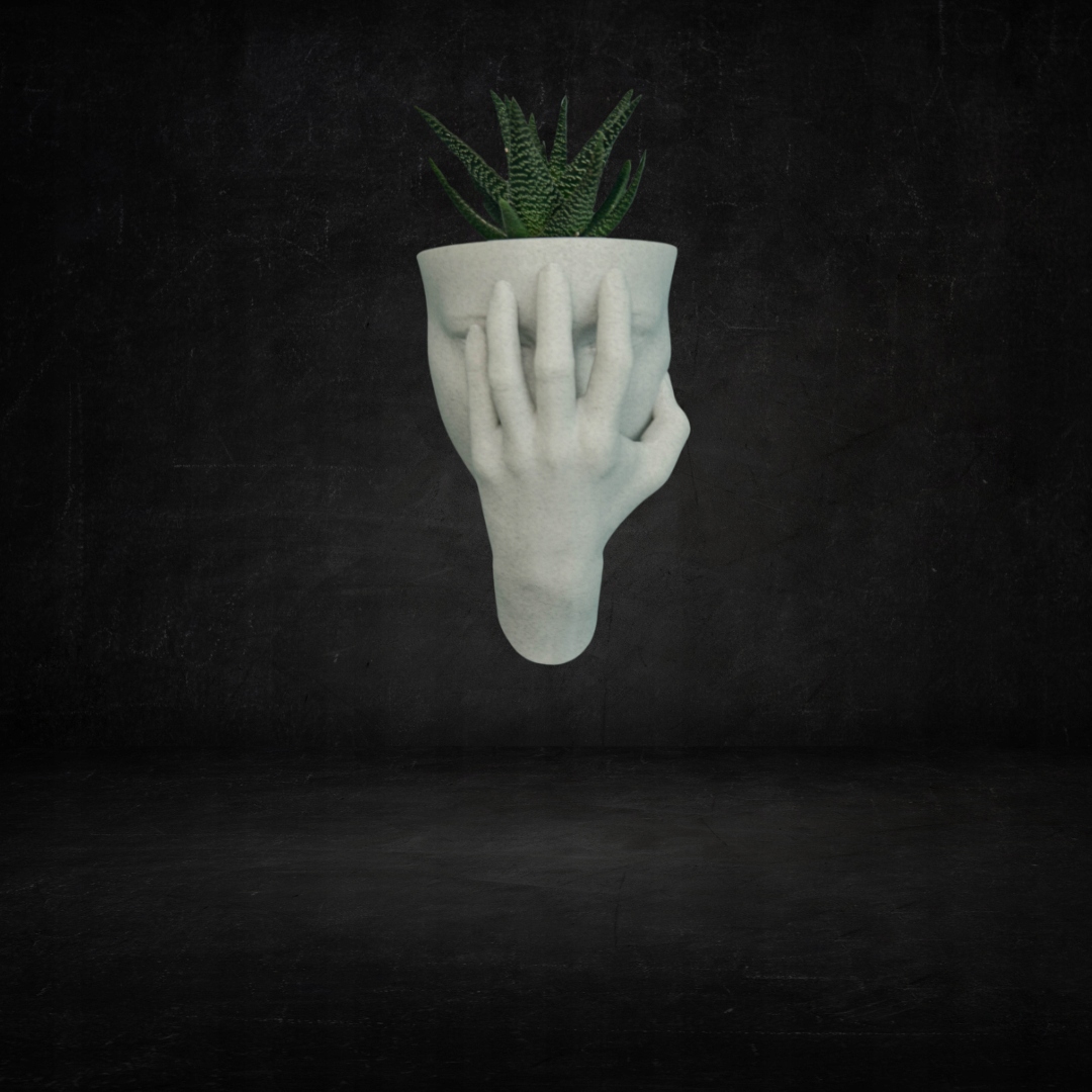 Czarna|Marmur - Doniczka Ścienna w Kształcie Głowy Twarz -Nowoczesny Design Marka inna