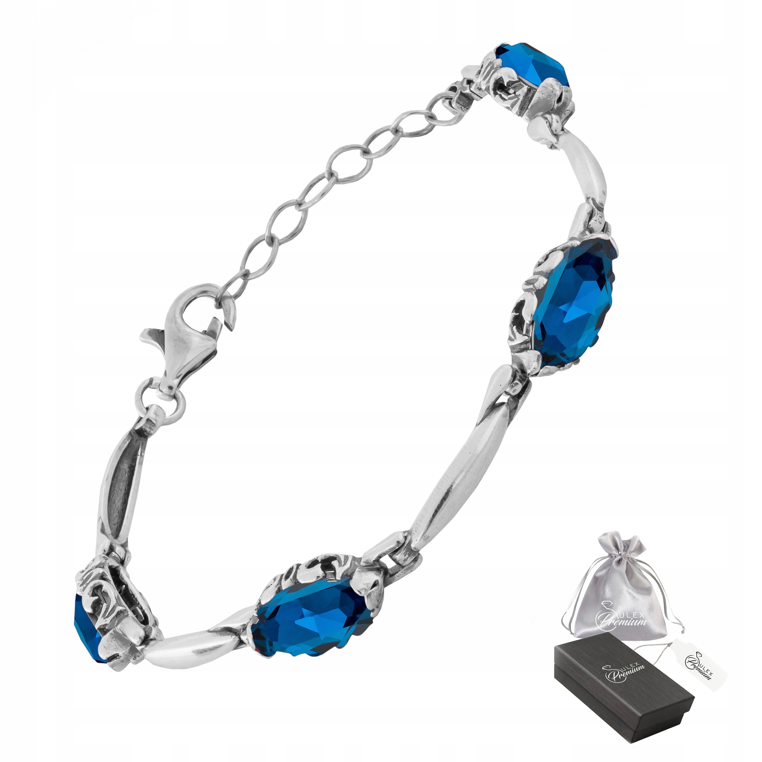 Náramek stříbro ryzost 925 Regulovatelný Elegantní dámský safírový Křišťál