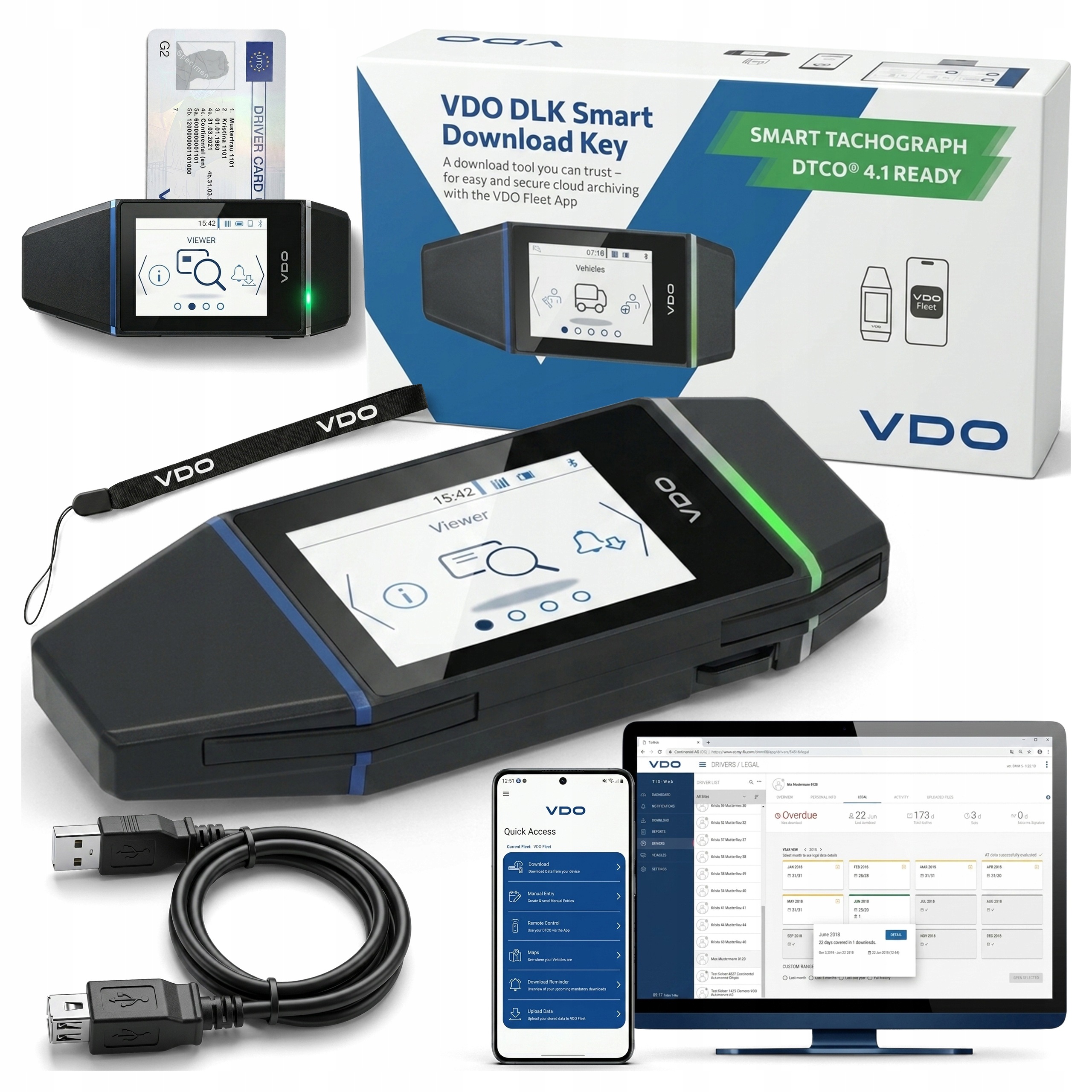 Czytnik Tachografów Kart Kierowców Dtco 4.1 4.1a Vdo Dlk Smart Download Key