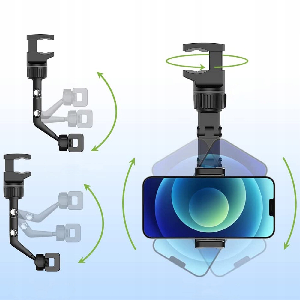 UCHWYT SAMOCHODOWY NA TELEFON NA LUSTERKO WSTECZNE DO SAMOCHODU AUTA 360° EAN (GTIN) 5903933538365