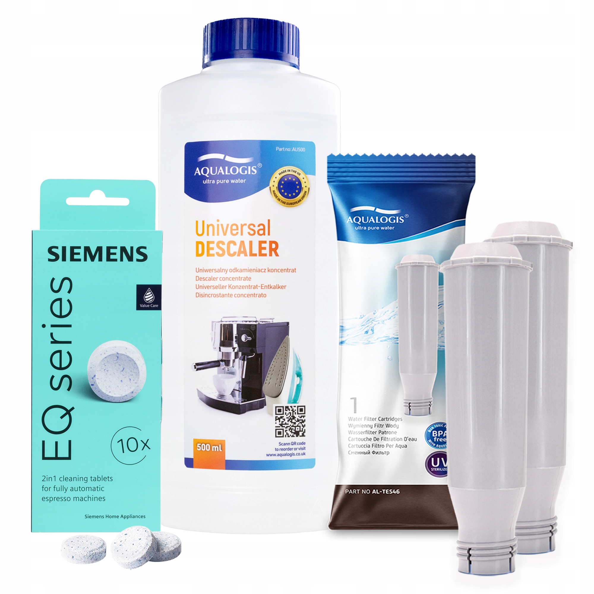 2x filtr AL-Tes46 pro kávovar Bosch+Univerzální odvápňovač 0,5 l tablety