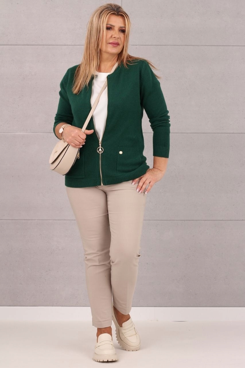 SWETER DAMSKI ROZPINANY DUŻE ROZMIARY NARZUTKA PROSTY BASIC Z KIESZENIAMI Marka FEMIMODA