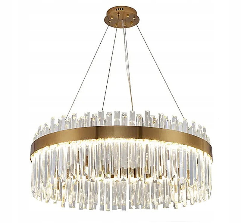 Lux Led křišťálový lustr kruh 50cm mosaz zlatá