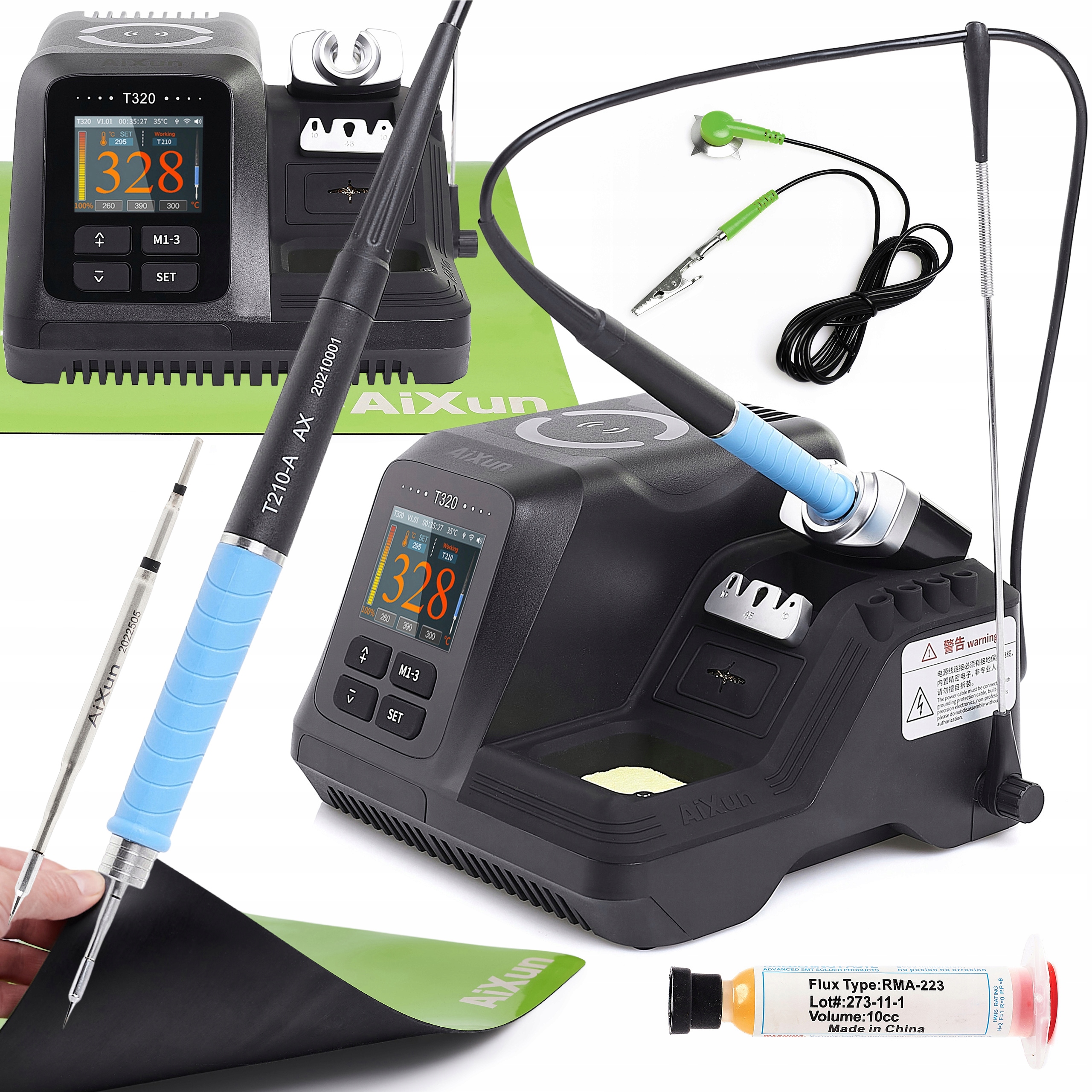 Set Hrotová Pájecí Stanice Aixun T320 200W Hrot C210 Podložka Tavidlo