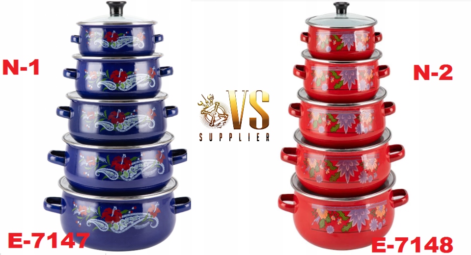 ZESTAW GARNKÓW EMALIOWANYCH INDUKCJA KOMPLET 10 EL