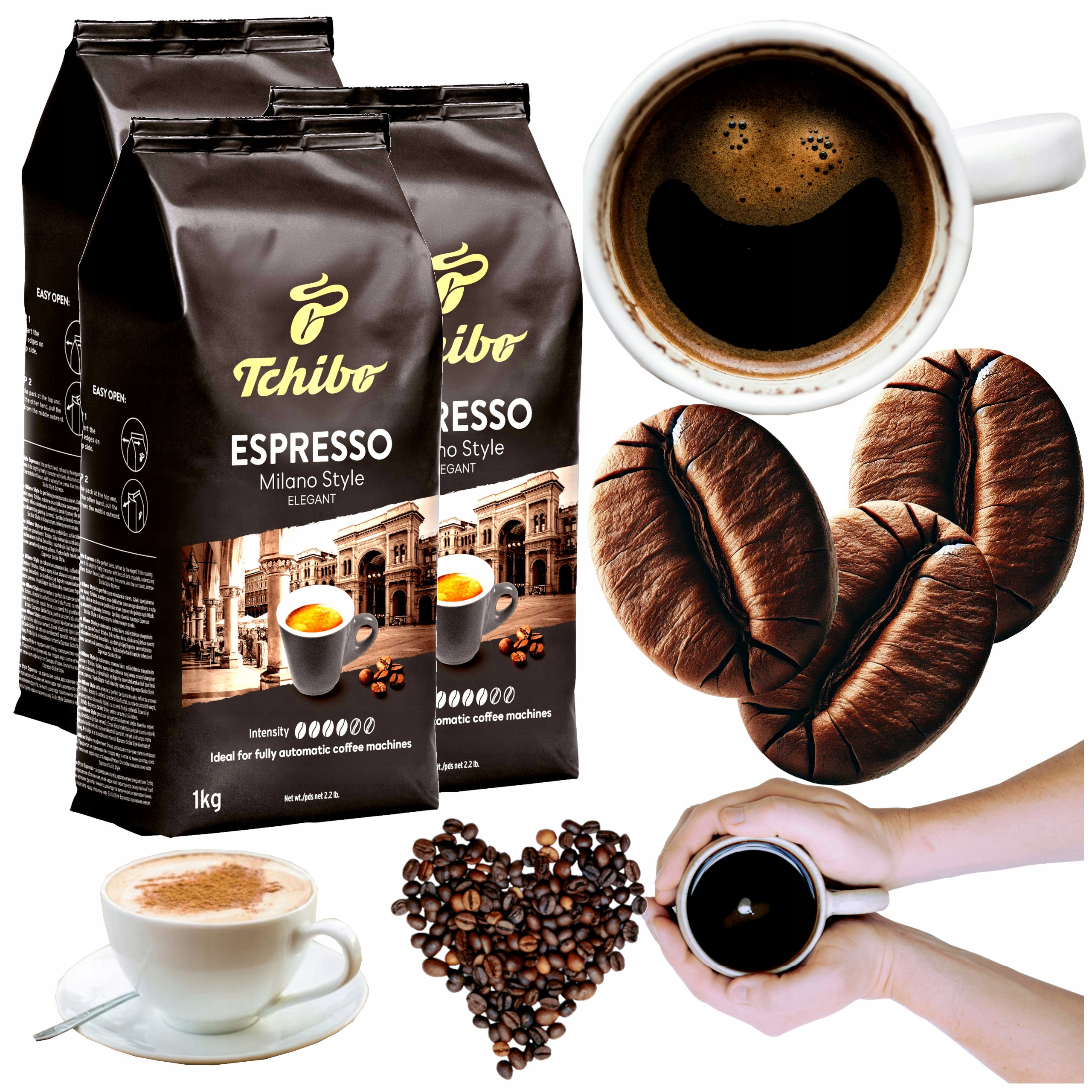 Káva zrnková 1kg x3 balení Tchibo Espresso Milano Style Italská 100% Arabica