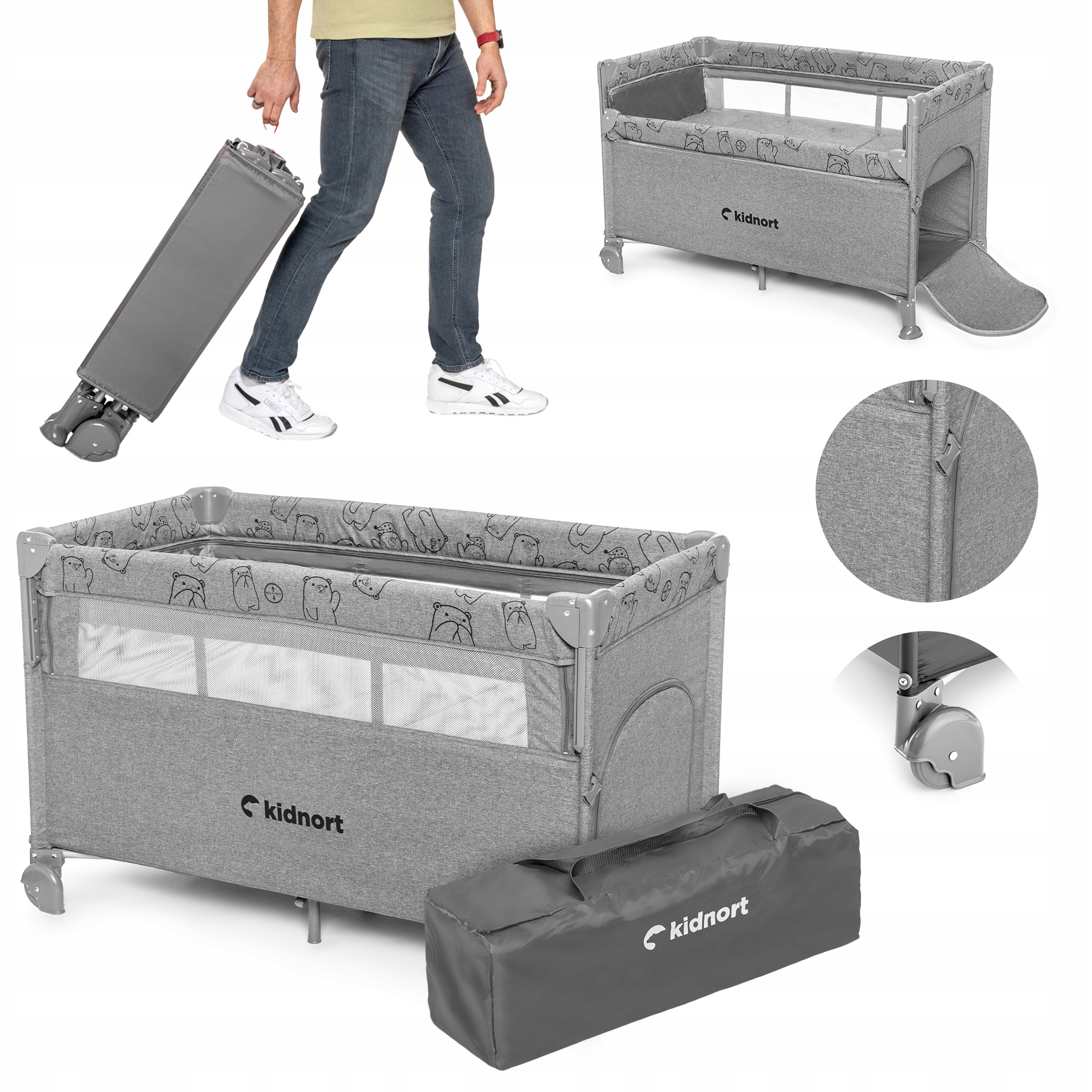 ŁÓŻECZKO TURYSTYCZNE SKŁADANE DOSTAWKA KOJEC TORBA TRANSPORTOWA LIVSMILJO