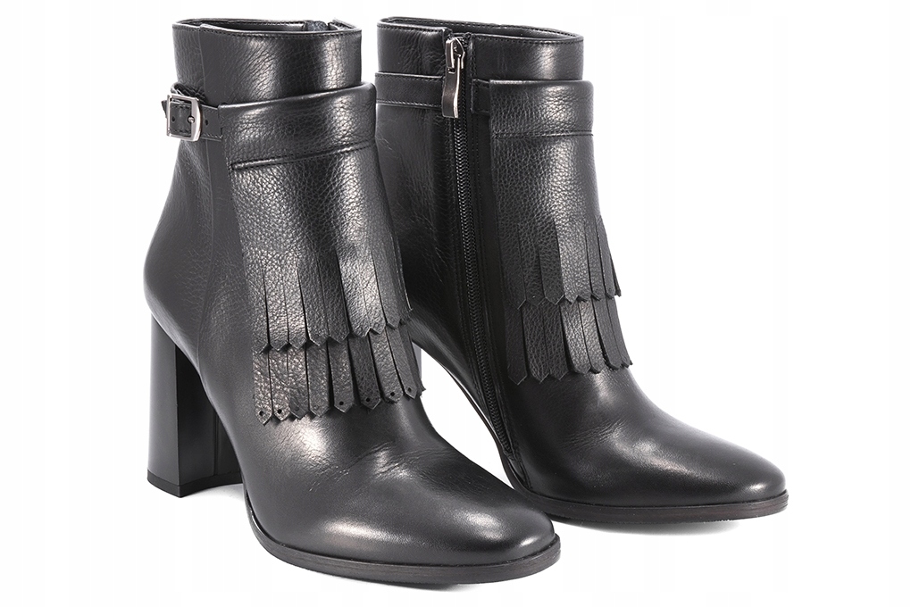 Kaniowski K-3496 Kotníkové Boty Zimní Kozačky Dámské Kožené 2v1 černé