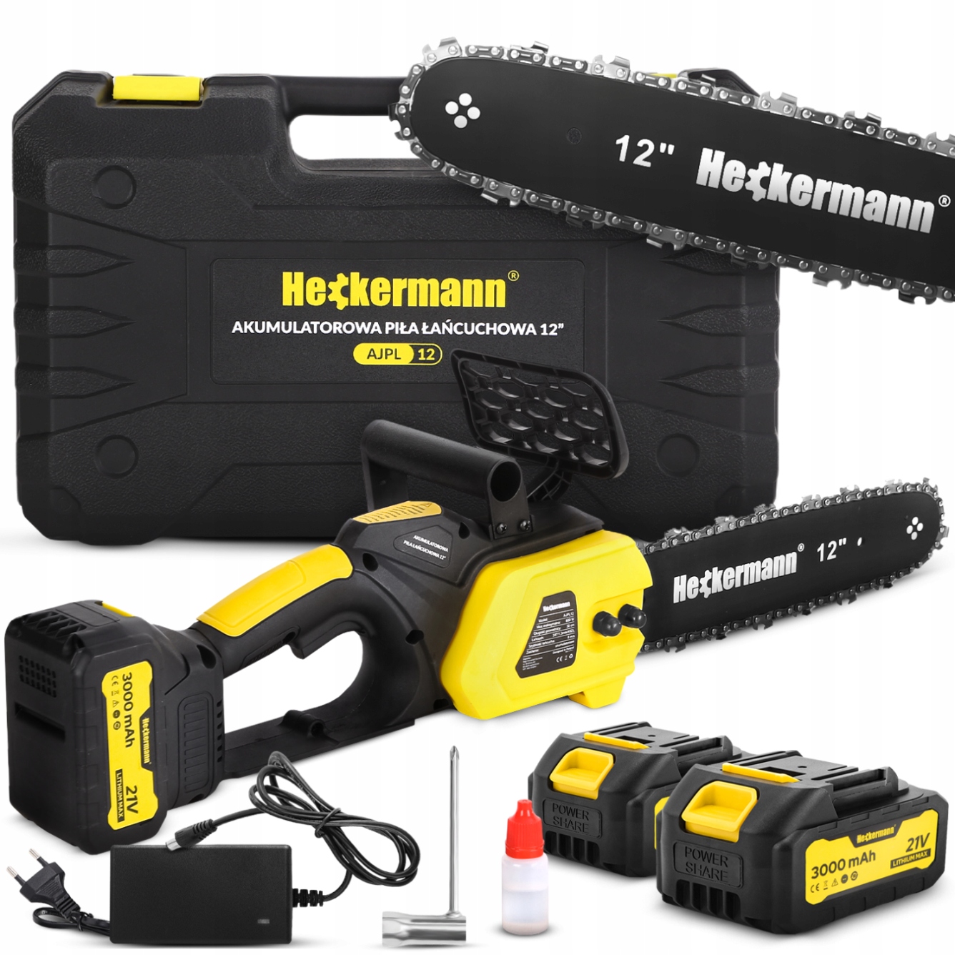 Akumulatorowa Piła Łańcuchowa Elektryczna Pilarka Do Drzewa 30CM 2x 3000mAh