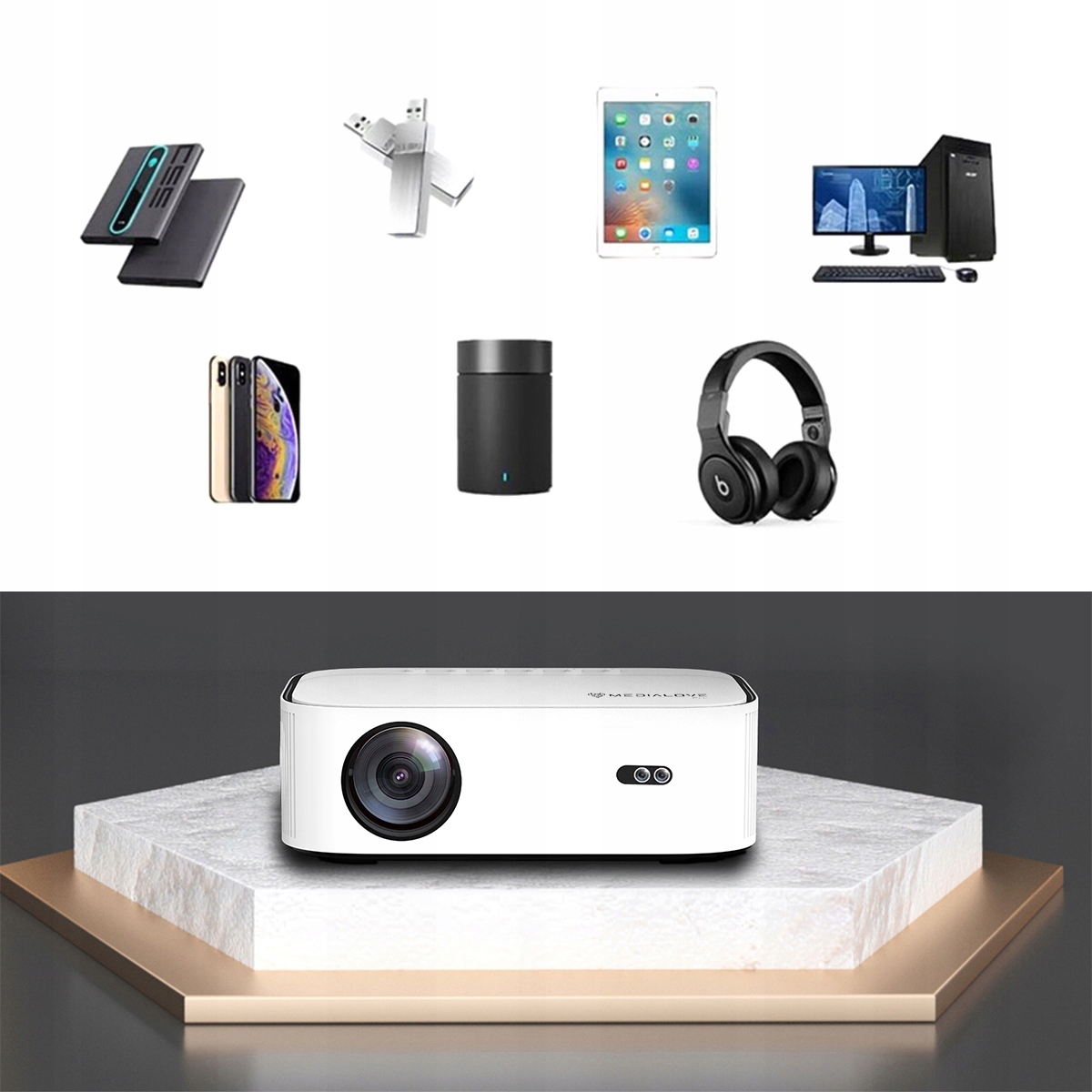 Projektor rzutnik Led Full Hd 4K Autofocus Auto keystone Android Klawiatura Kontrast (x:1) 6000