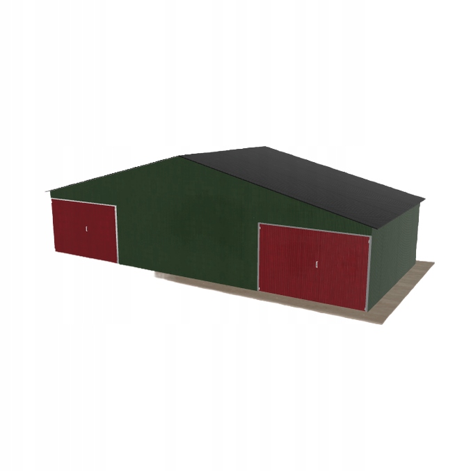 Plechová garáž 11x5 m dvoupolohová, dvoupolohová, zelená
