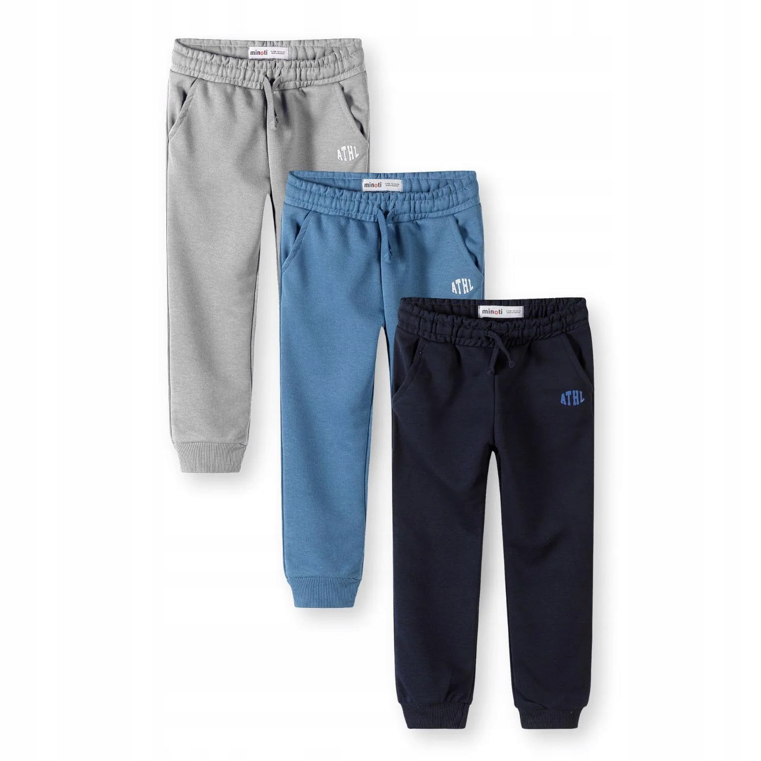 Chłopięce joggery 3pak klasyczny krój w kolorach Minoti R 68cm