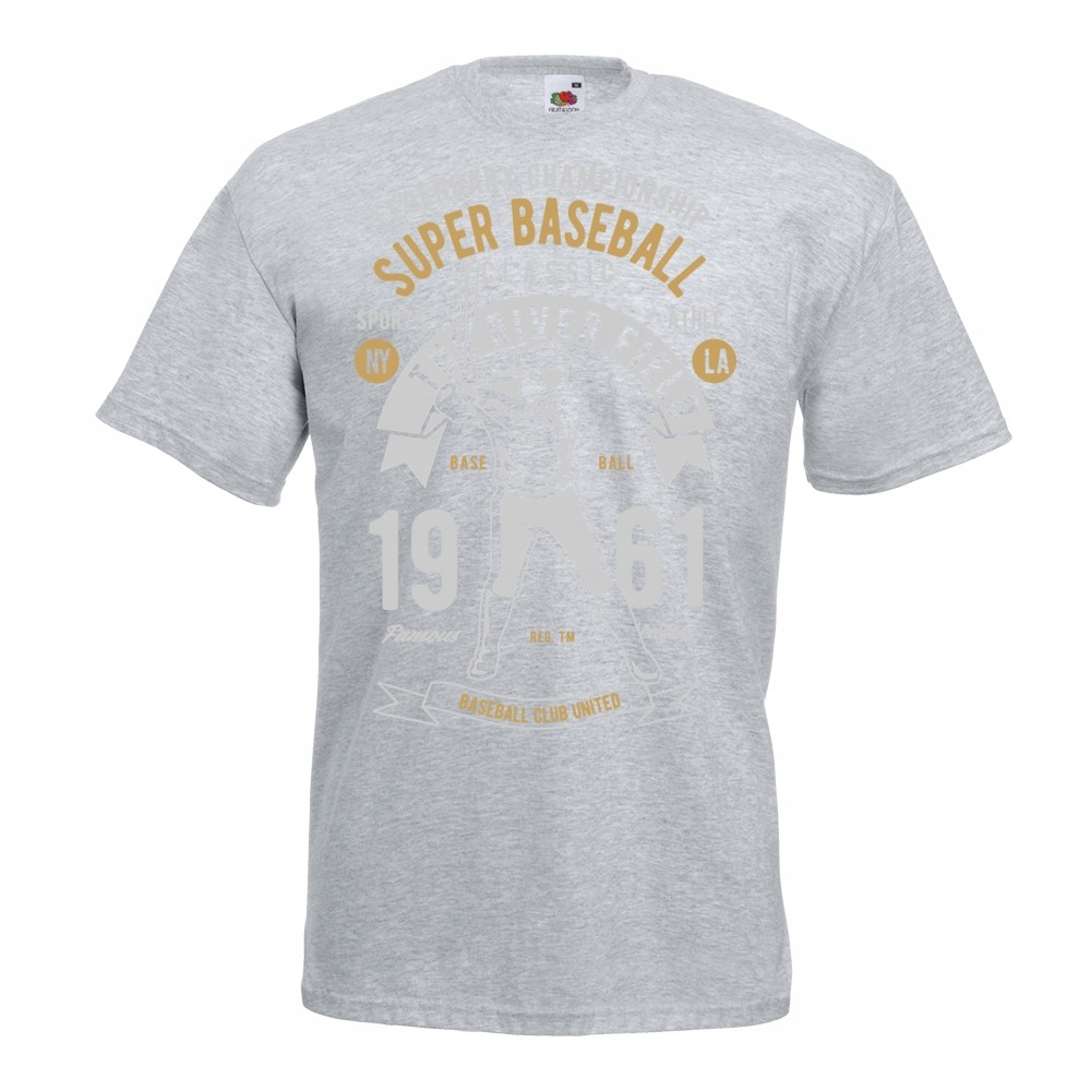 

Koszulka baseball kij baseballowy XXL szara