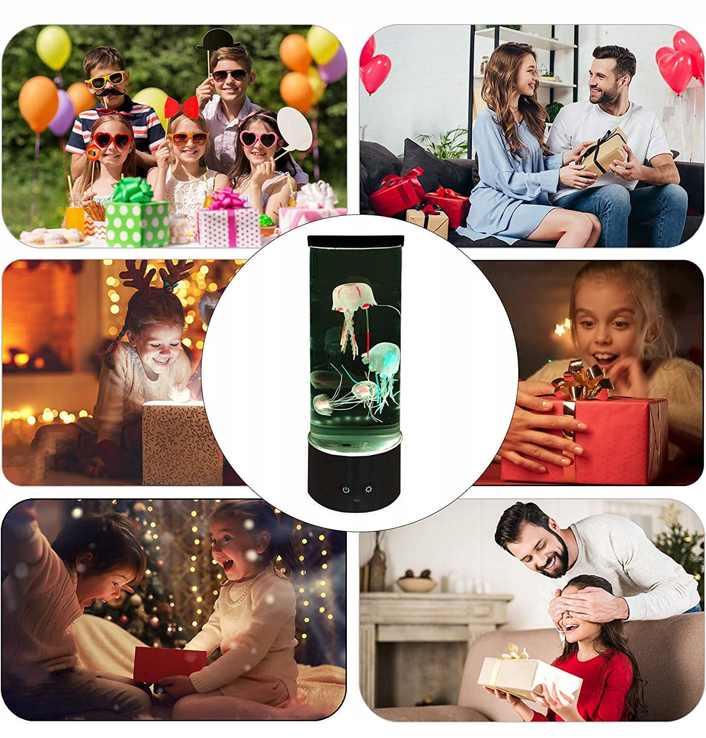 LAMPA LED MEDUZA, ŚCIEMNIALNA LAMPKA NOCNA 17 KOLORÓW Z PILOTEM Długość/wysokość 30 cm