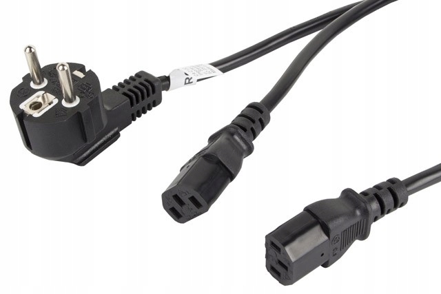 

L Kabel Zasilający Y Rozdzielacz 2m 1x EURO-2x C13