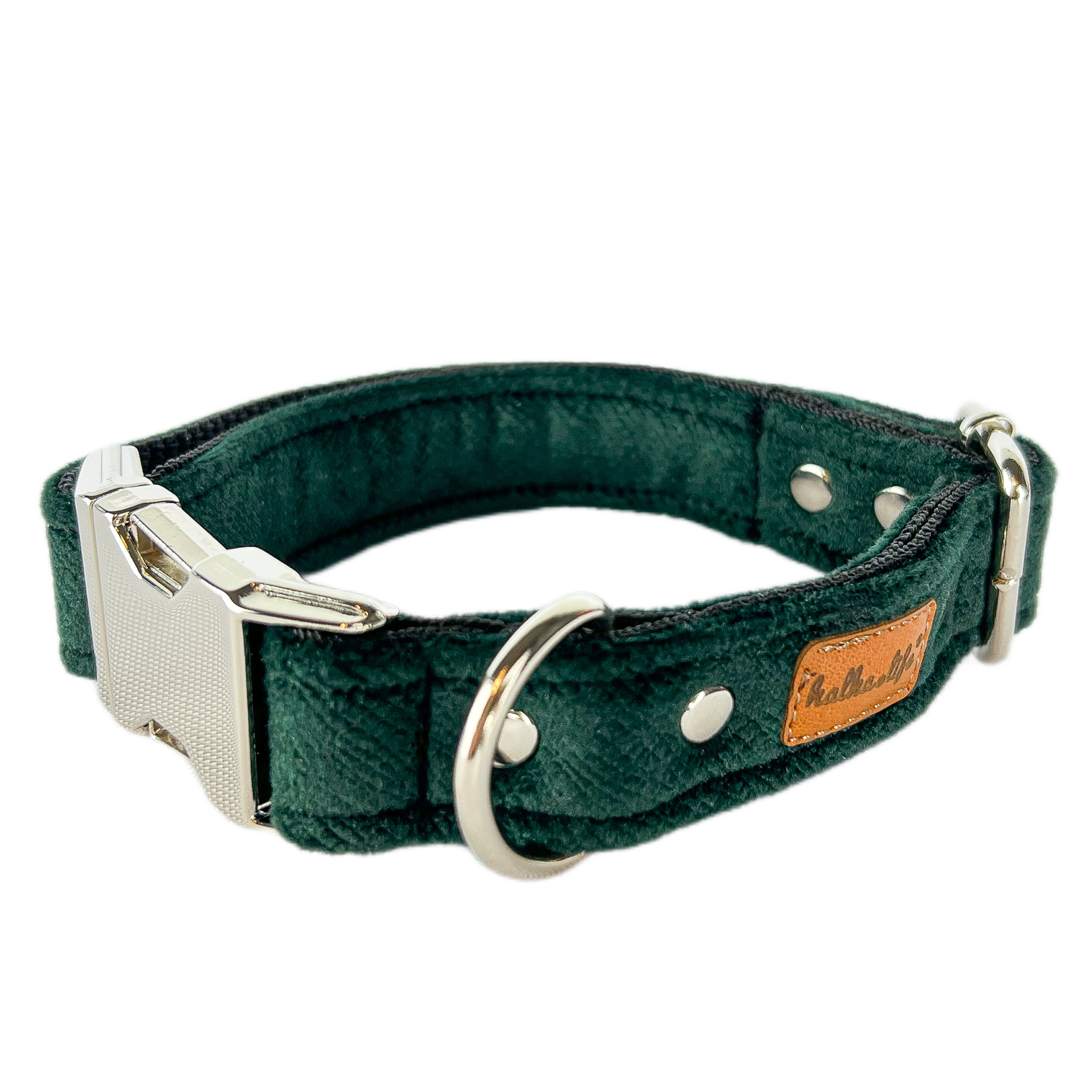 Levně Látkový obojek pro psa s kovovou sponou Lahvově Zelená Barva, Xs