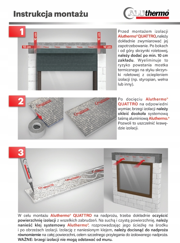 Aluthermo Quattro 1m2- Izolacja nadproży Liczba m² w ofercie 1 m²