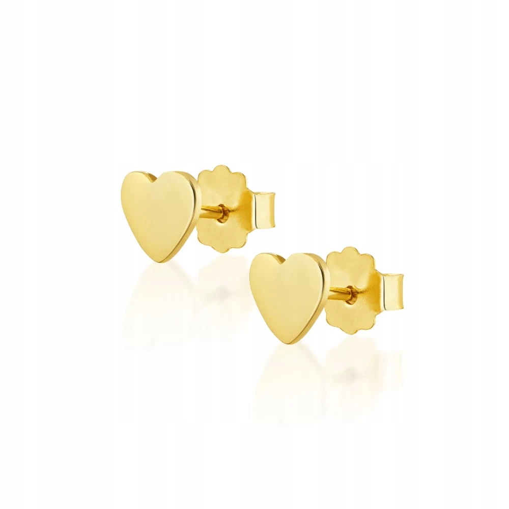 Zlaté Náušnice 585 Plné Srdce Tyčinky Jemné Pro Dívku Křest