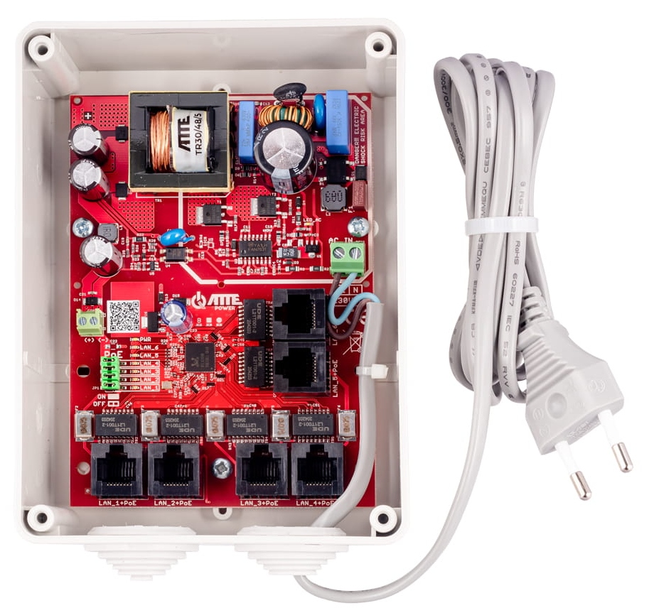 Switch IPB-5-10A Do 5 Kamer Ip PoE 5P+1UP Atte 6 Portowy Zestaw Atte