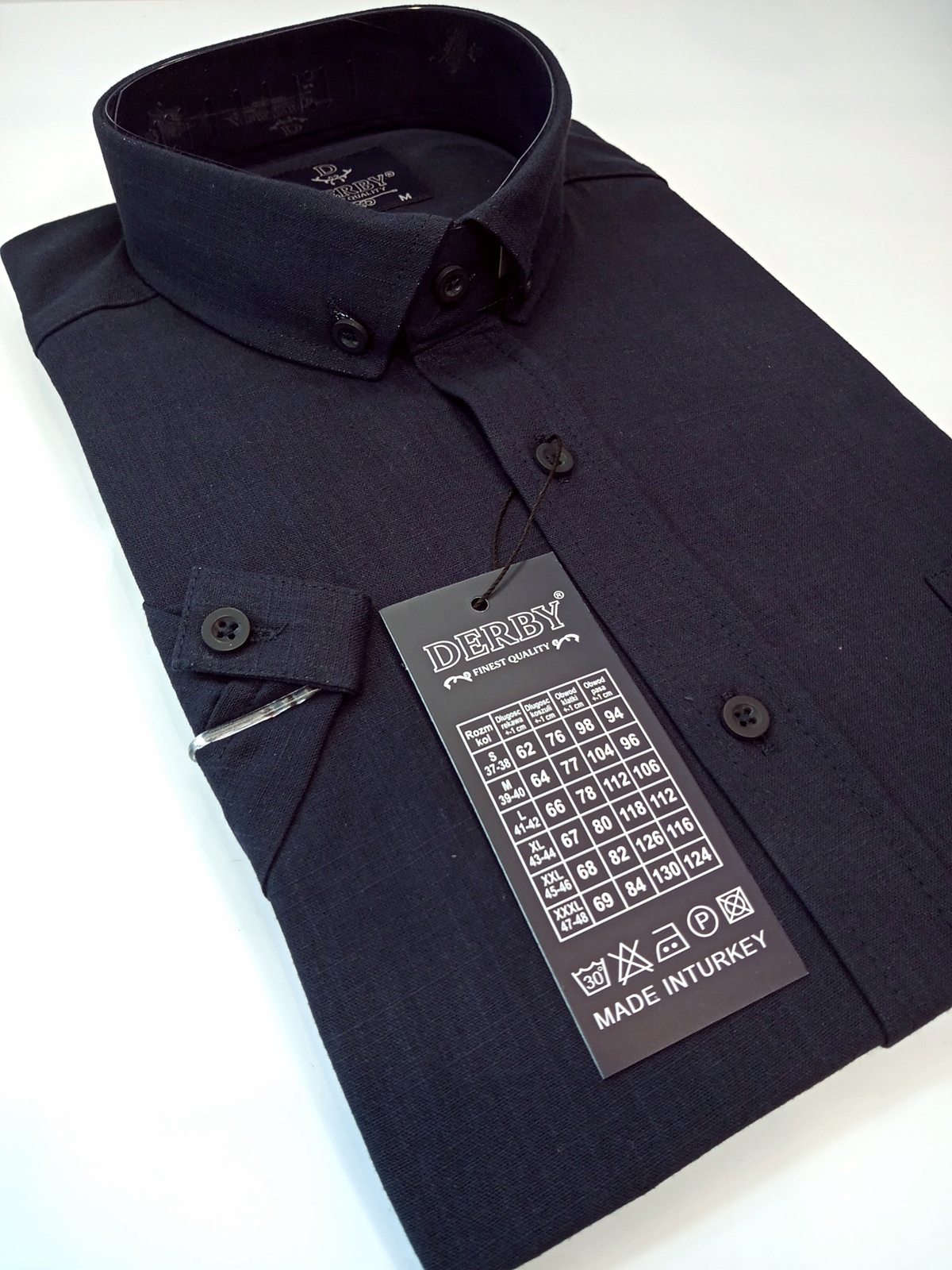 Derby pánská košile tmavě modrá s krátkým rukávem bavlna M 39/40 176/182 DRB-2410