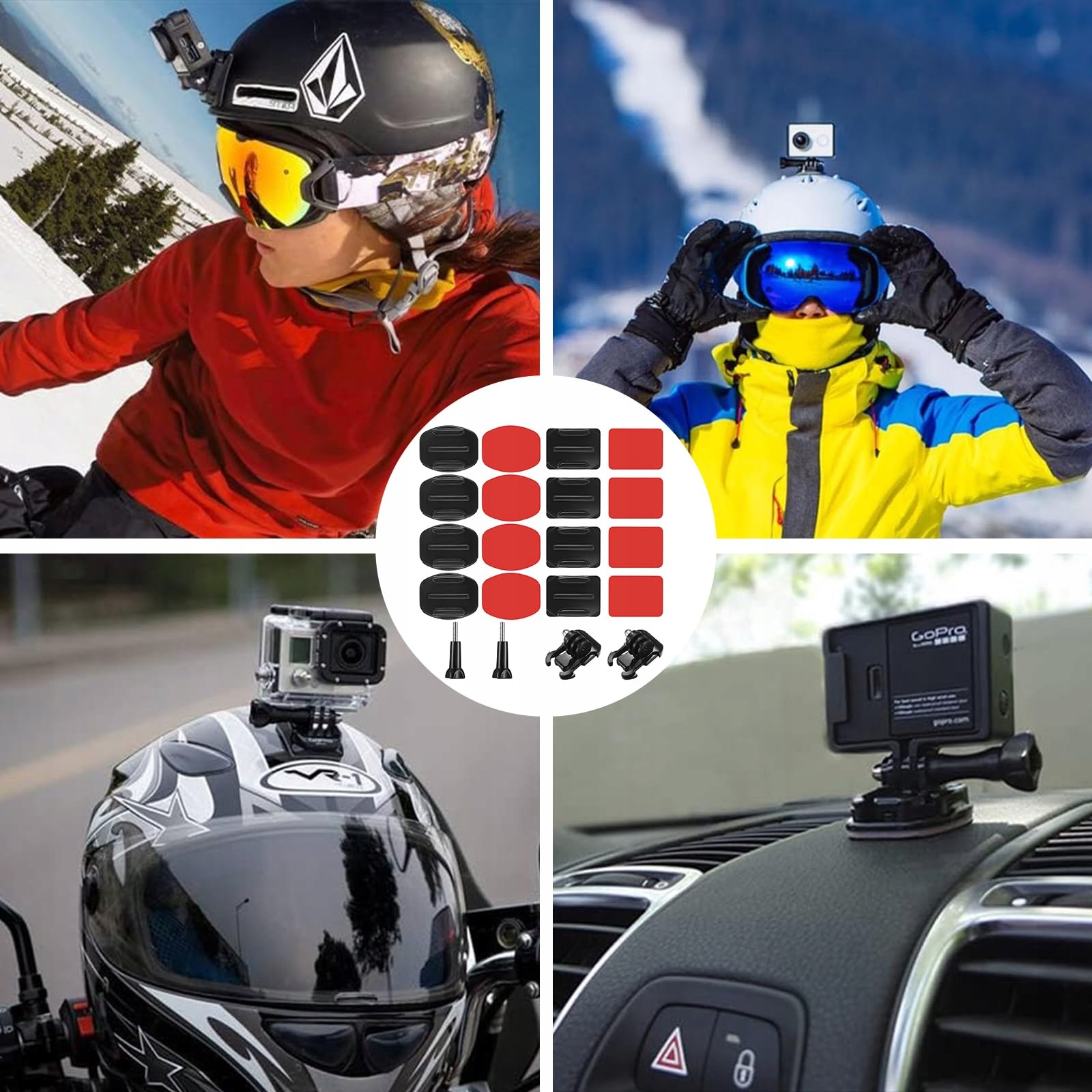 DGUSO Zestaw 20 Mocowań Do Kasku Z Klejem 3M Do Kamer GoPro Hero 12-3 — miniatura 6