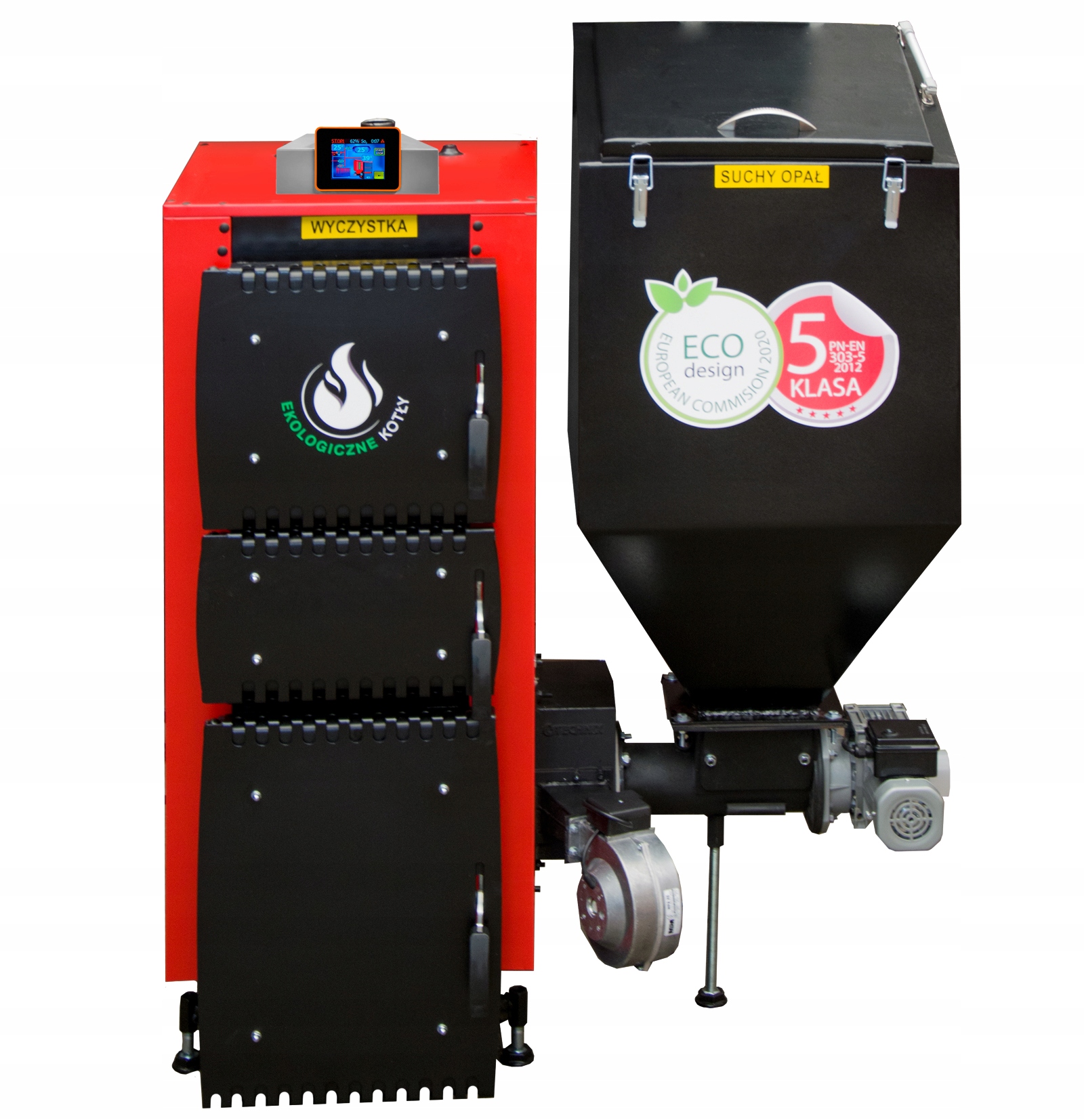 KOCIOŁ PIEC Z PODAJNIKIEM 5 KLASA NA EKOGROSZEK 12 KW WIFI+