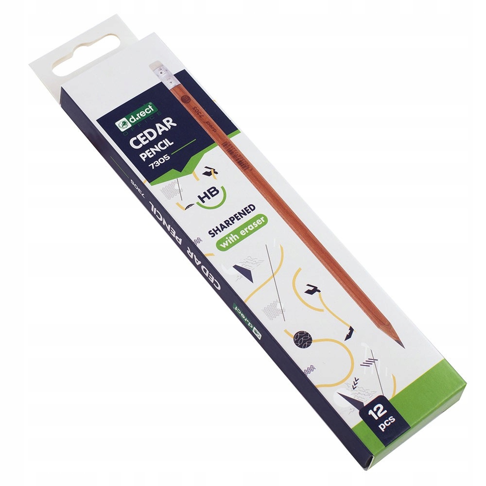 Ołówek D.rect Cedrowy 7305 Hb z Gumką Twardość HB