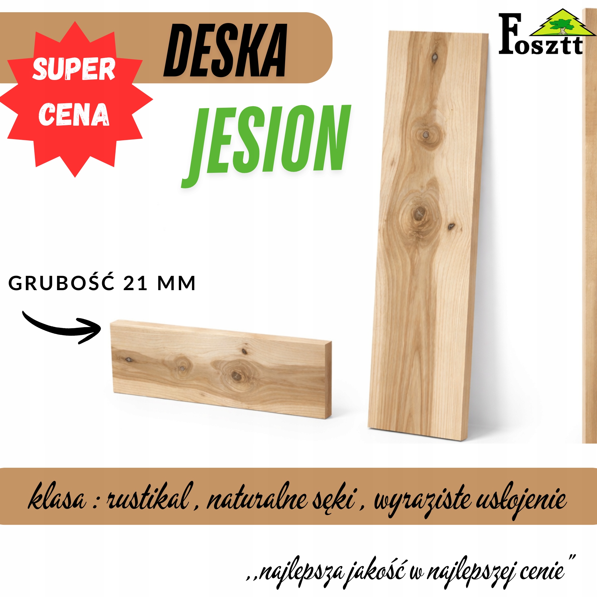 Lita Deska Jasan – Třída Rustikal – Parapet Práh 21 MM – 130 x 20 CM