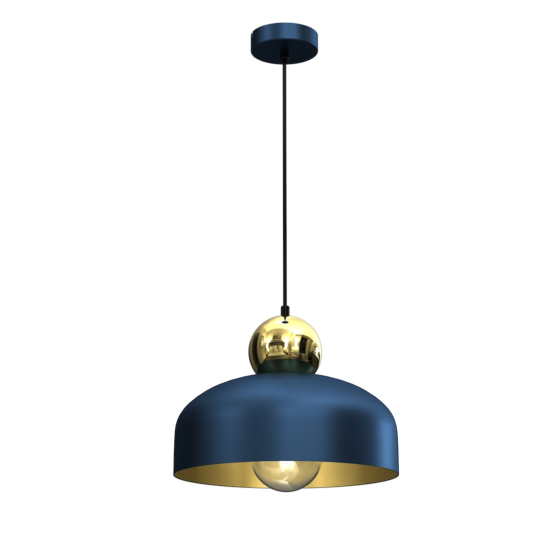 Závěsná lampa Harald Gold/navy Blue 1xE27