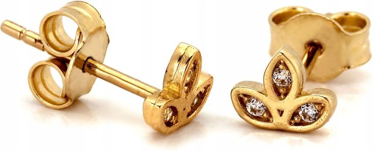 Zlaté náušnice 585 dětské tyčinky se zirkony, elegantní vzor jako dárek