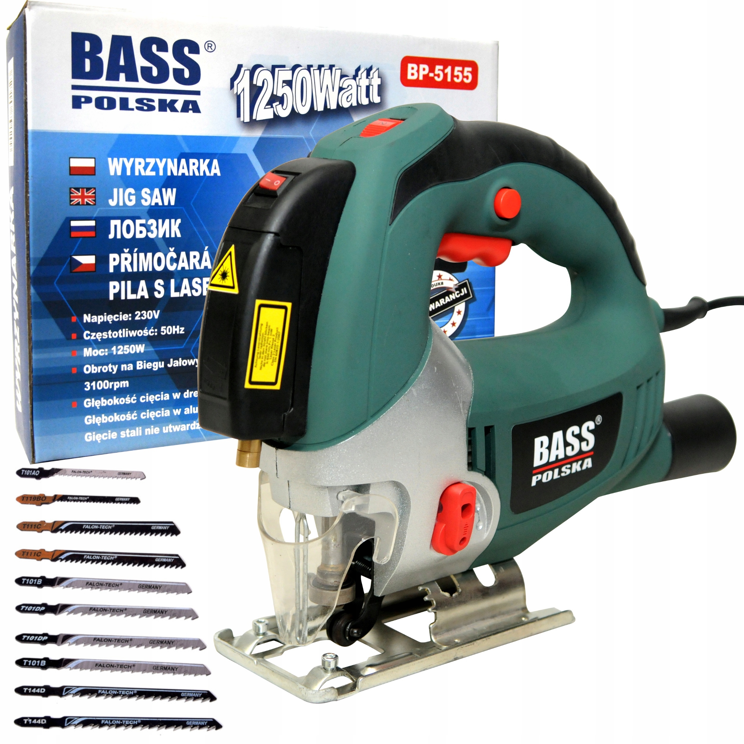 

Bass Wyrzynarka Do Drewna Z Laserem 1250W +10 Noży