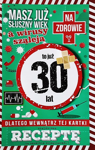 

Kartki na 30 urodziny z receptą śmieszne JCX2